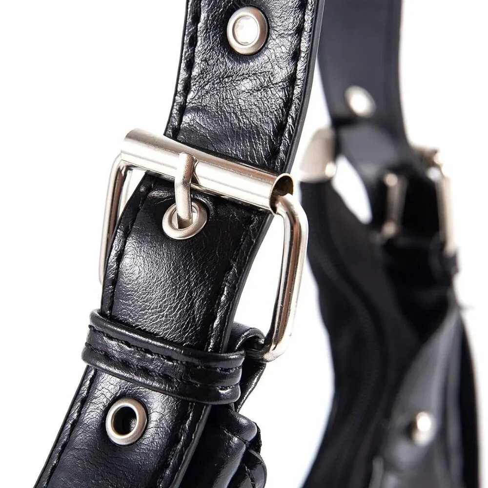 Women's Y2K Purse Faux Leather Shoulder Bag Small Retro Zip Clutch